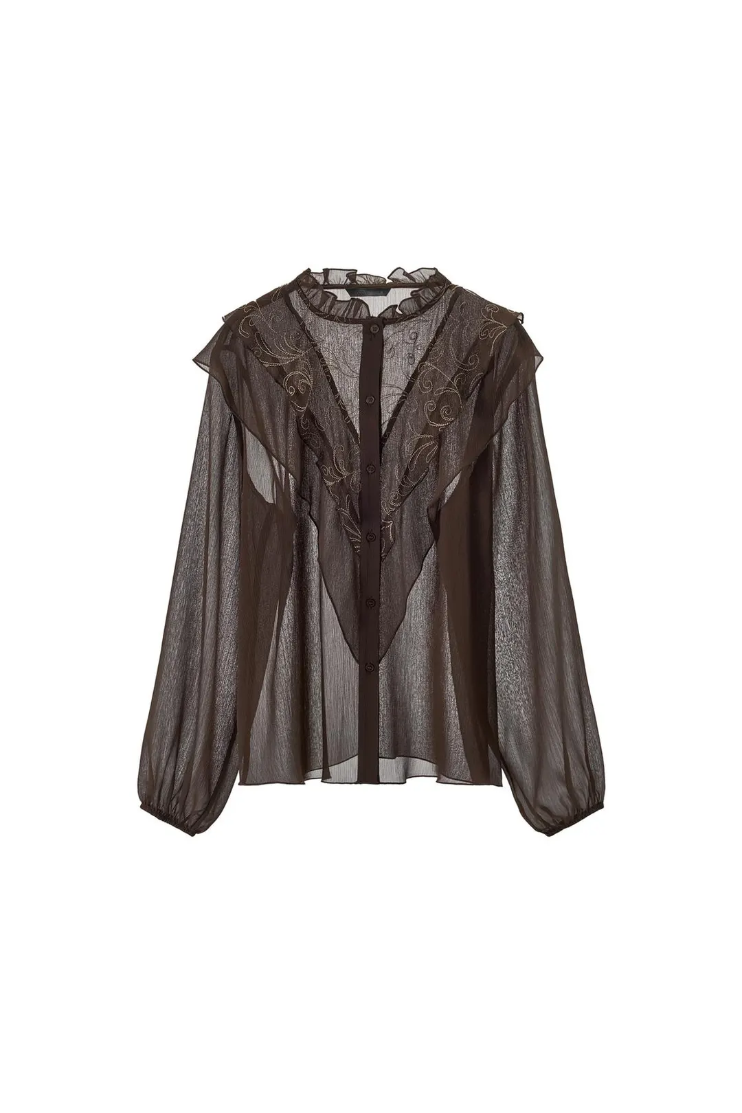 Блузка с вышивкой и оборками, Zara