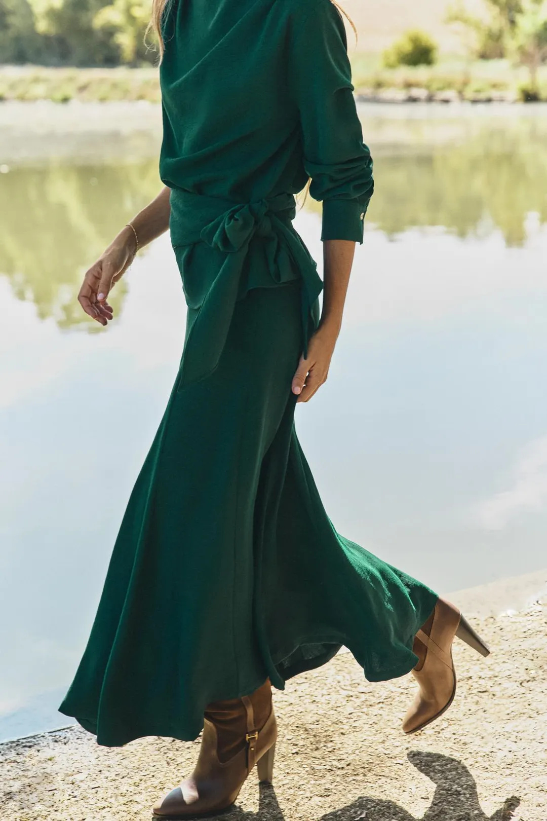 Комбинированные кожаные сапоги на каблуке, Zara