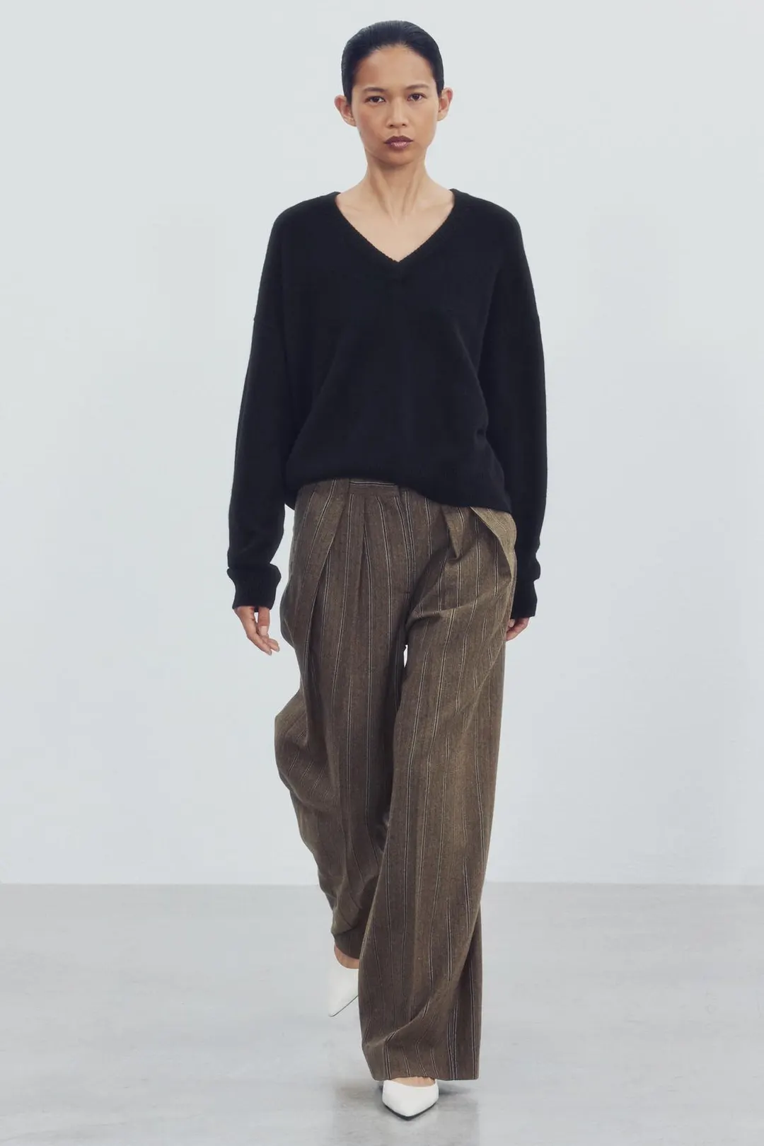 Брюки в полоску елочкой ZW Collection, Zara