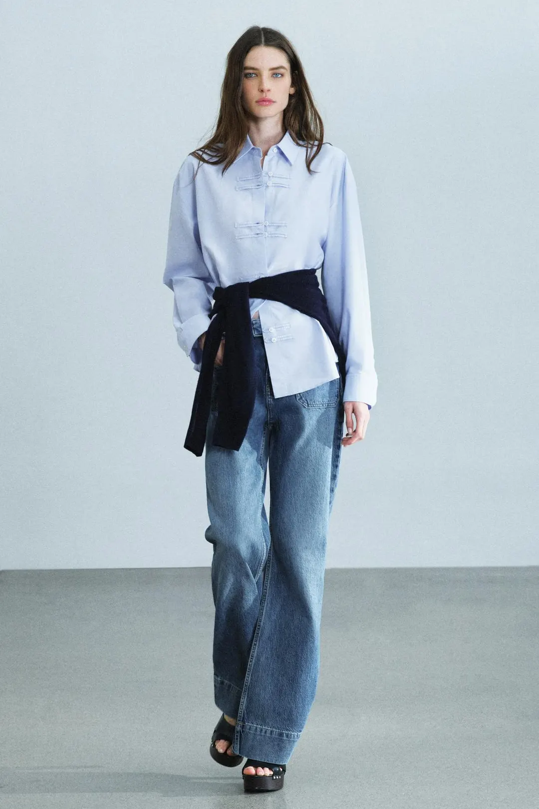 Рубашка оксфорд с застежкой-клевант ZW Collection, Zara