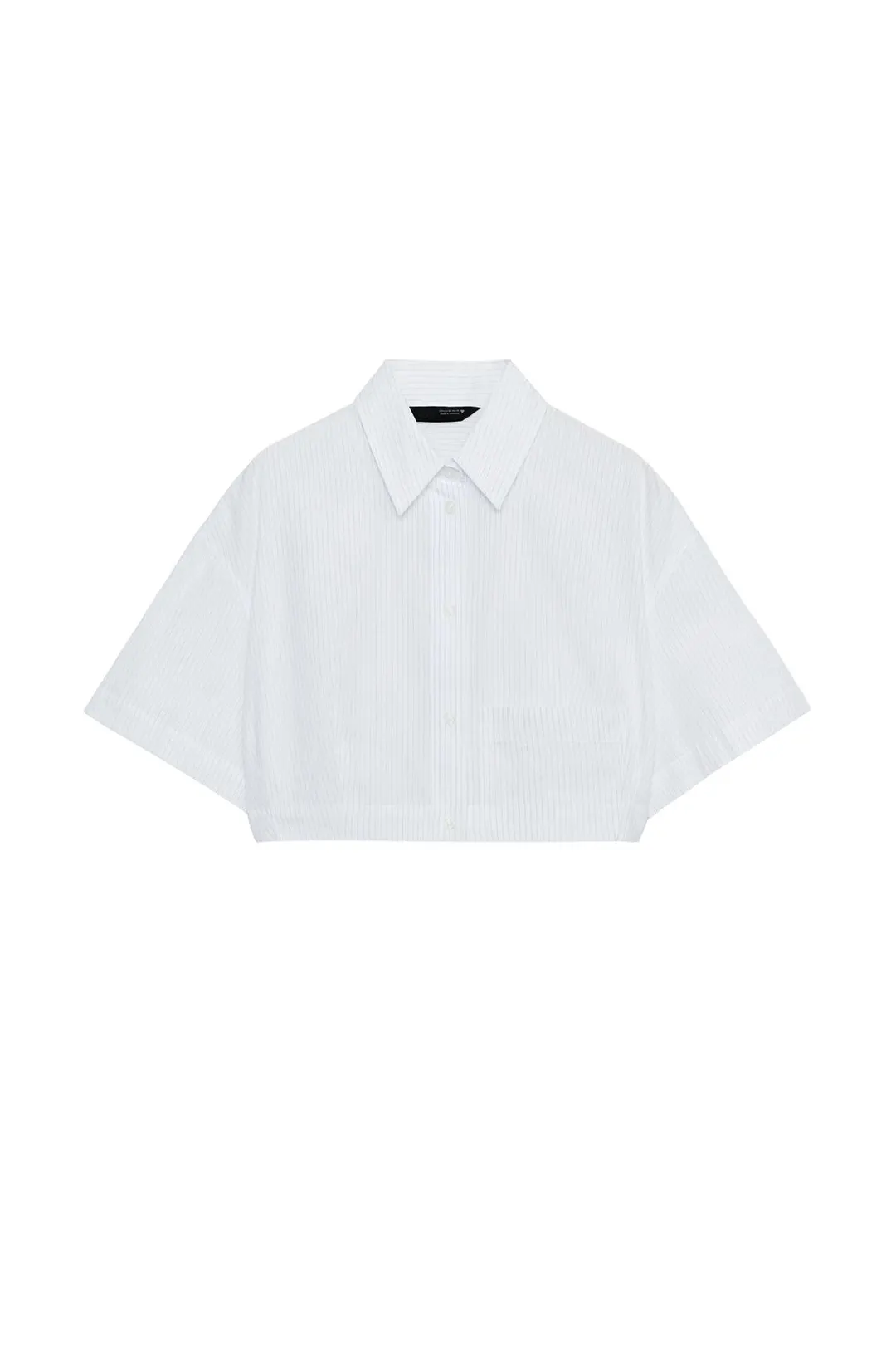 Укороченная рубашка из поплина в полоску, Zara