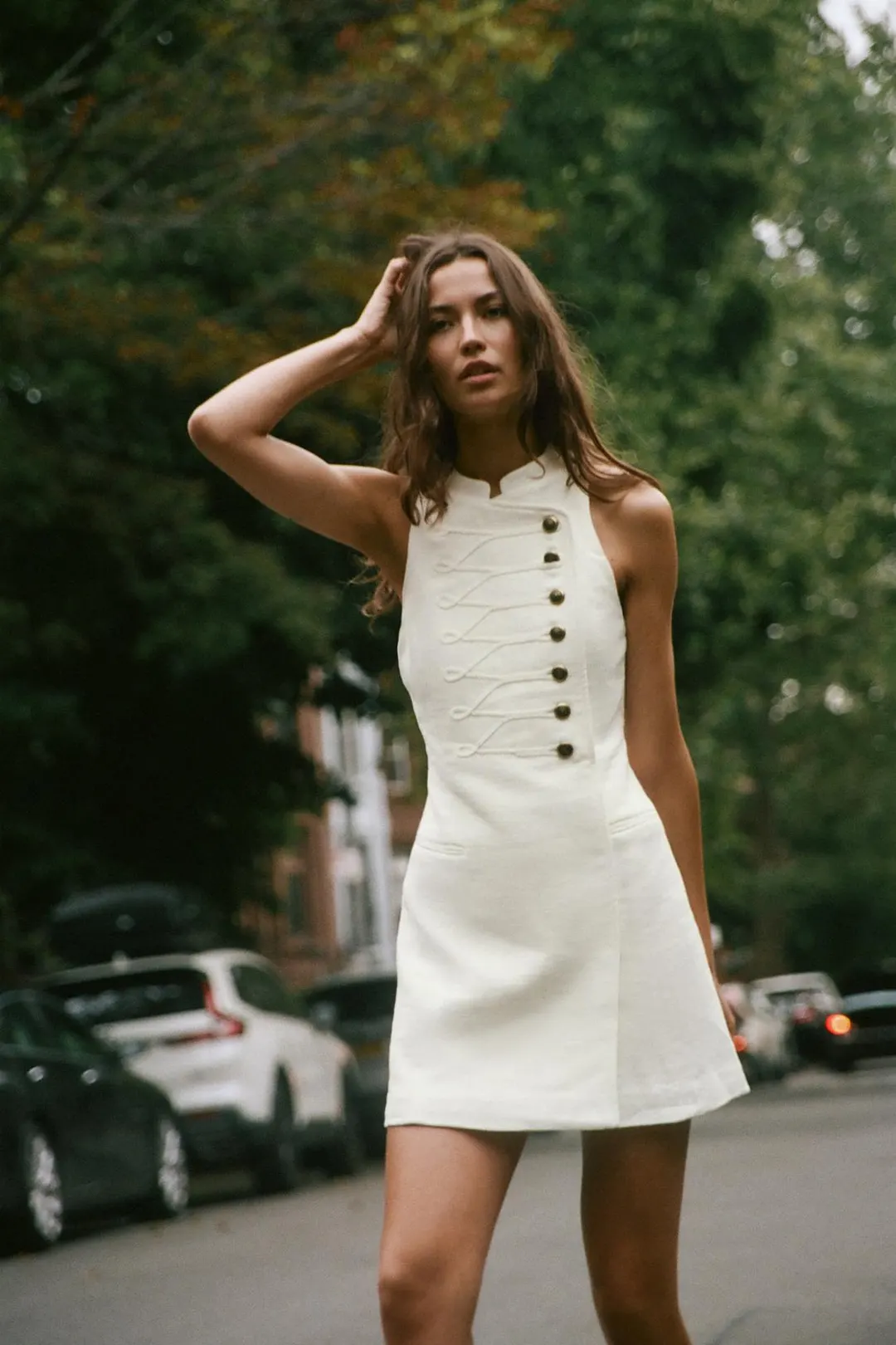 Платье мини с застежкой на навесные петли, Zara