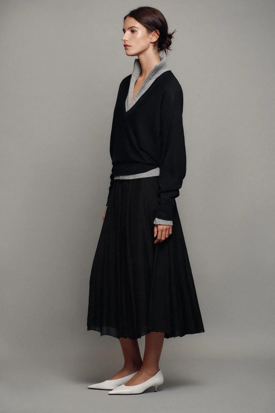 Комбинированная юбка ZW Collection струящегося кроя, Zara