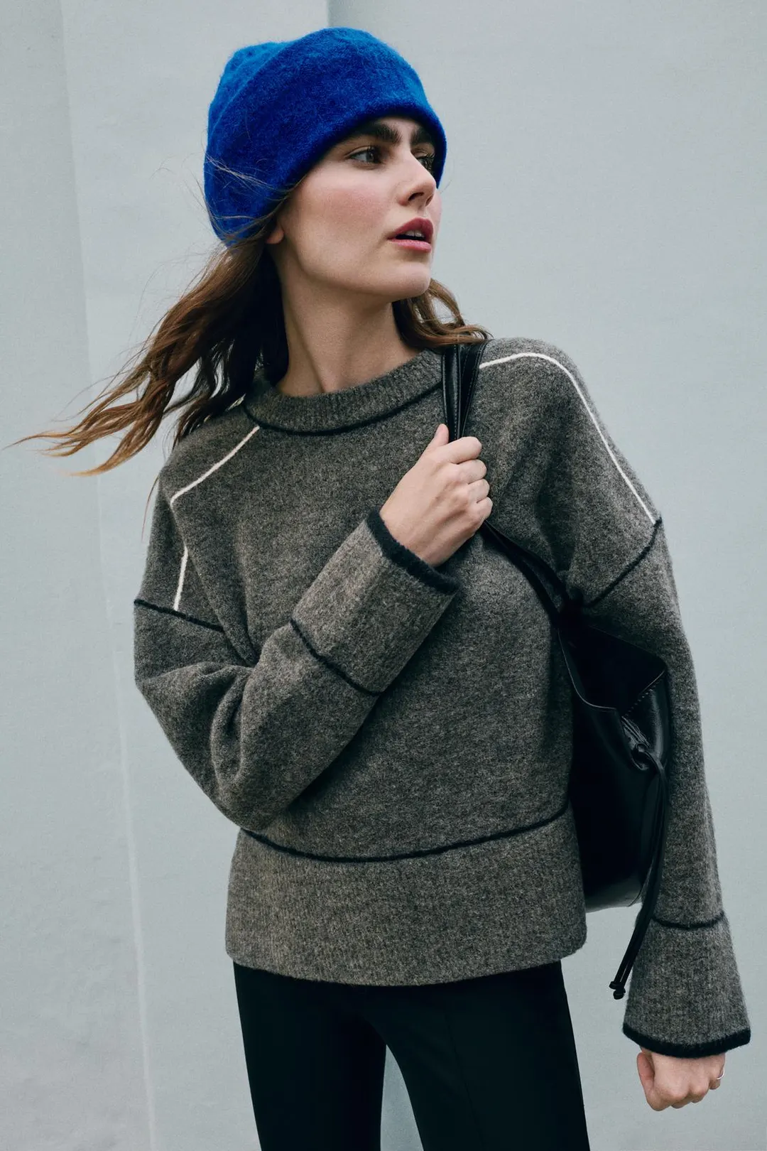 Вязаный свитер с контрастным кантом, Zara