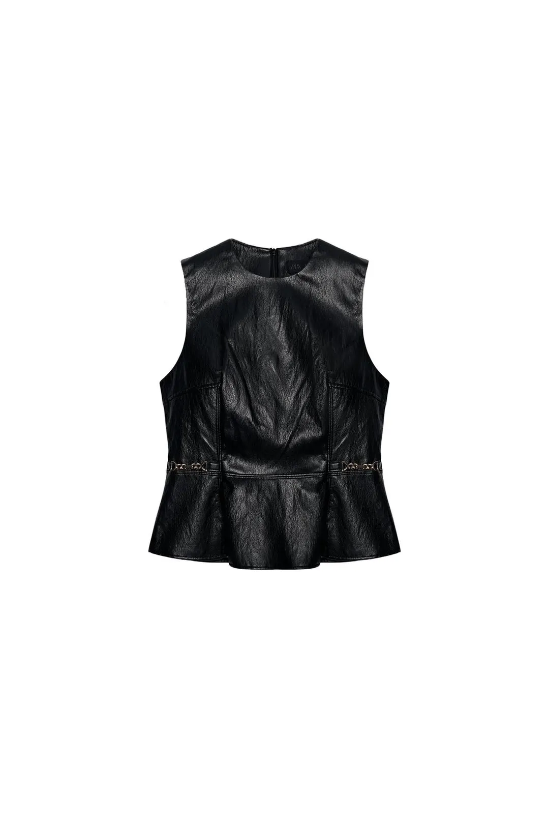 Топ под кожу с золотистыми аппликациями, Zara