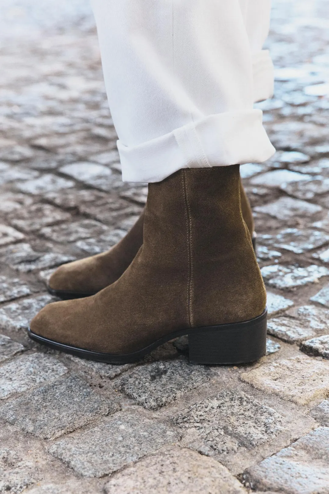 Ботильоны из замшевого спилка на каблуке, Zara