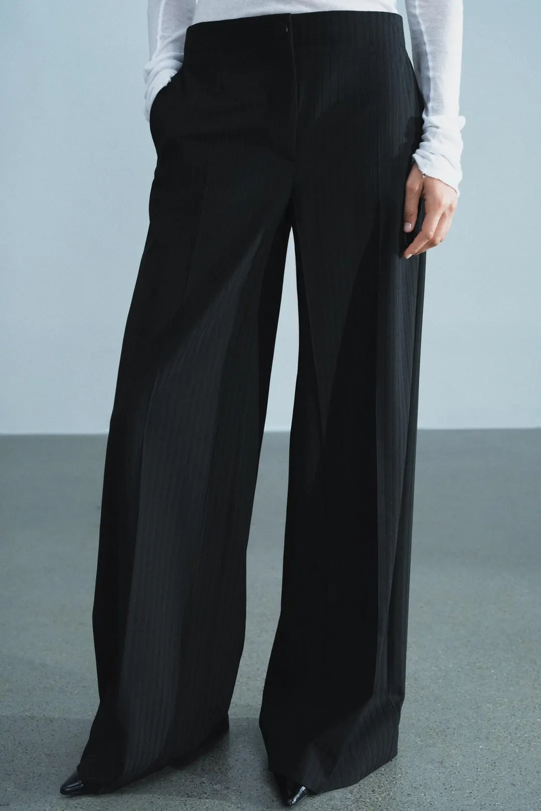 Полосатые брюки с широкими штанинами ZW Collection, Zara