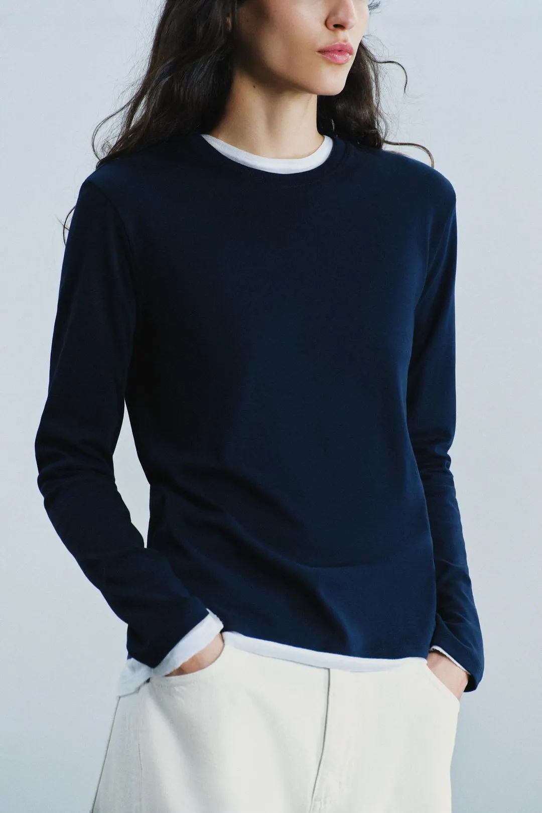 Футболка из интерлока с длинными рукавами, Zara