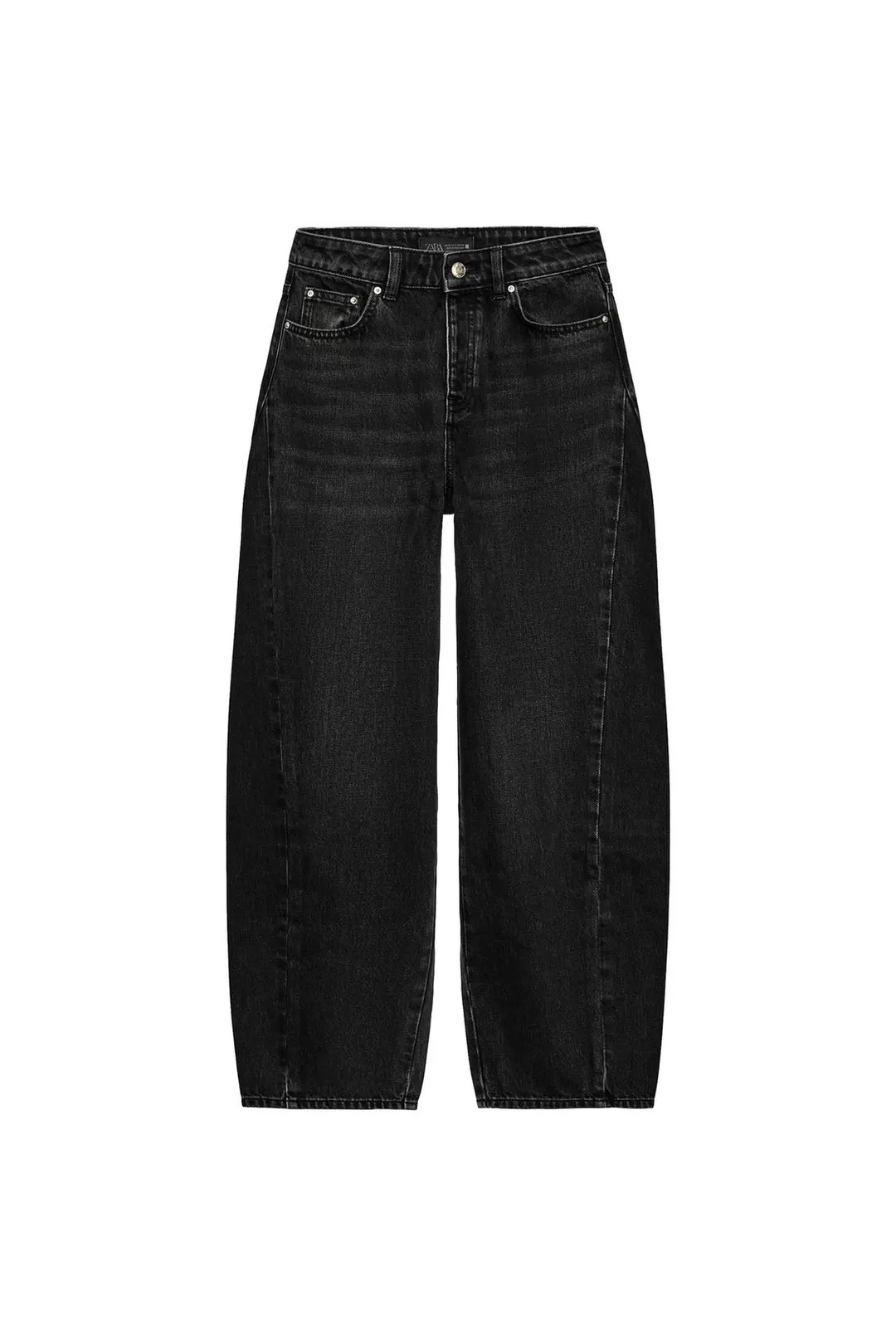 Джинсы-баллоны Z1975 с высокой посадкой и рельефными швами, Zara