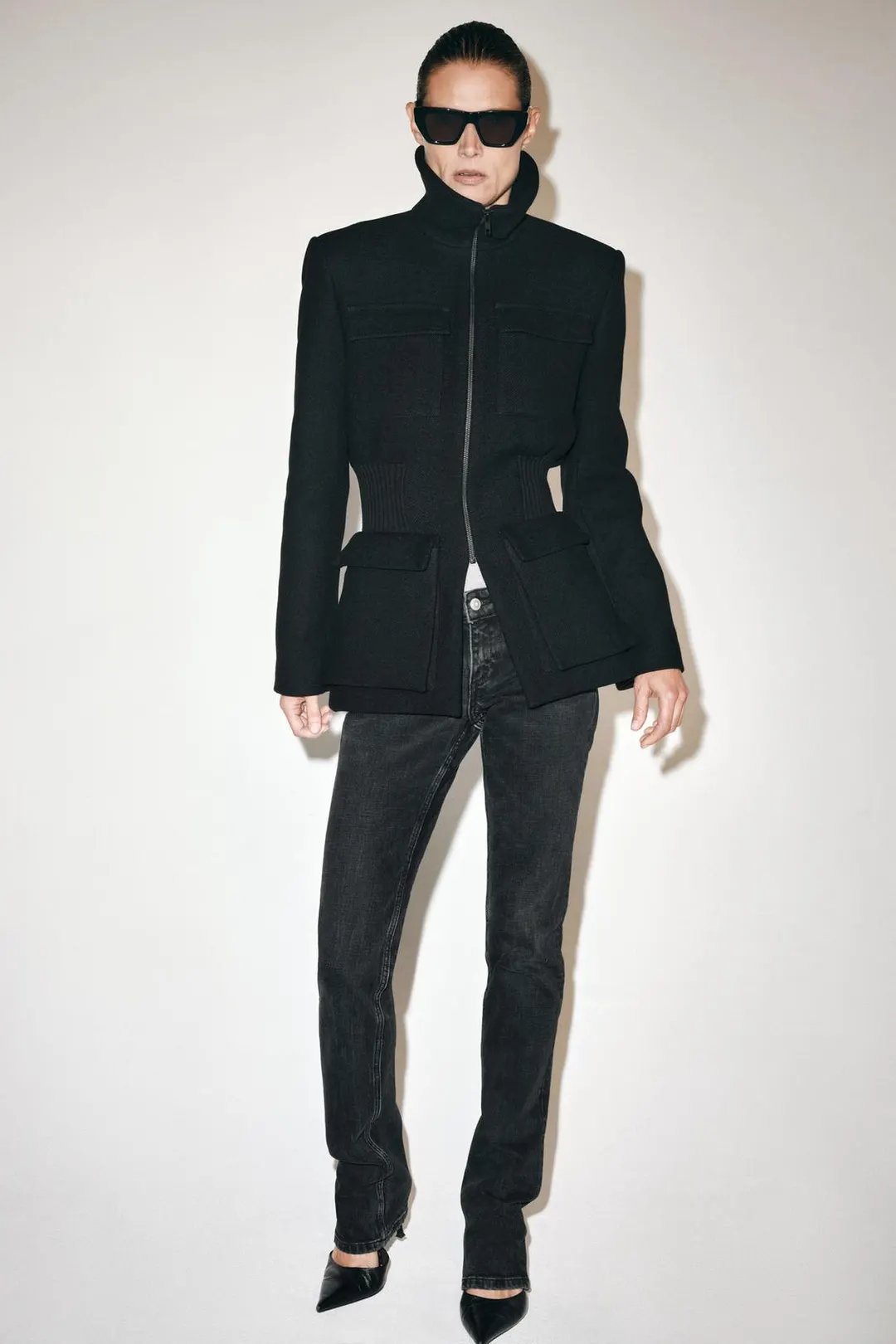 Жакет из смесовой шерсти с подплечниками ZW Collection, Zara
