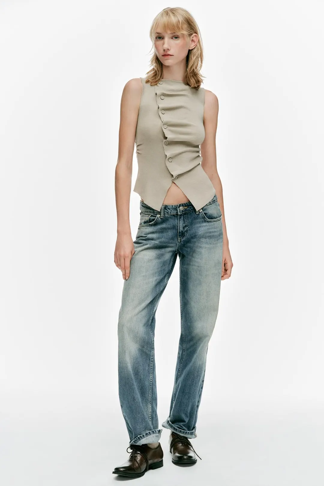 Трикотажный топ с драпировкой, Zara
