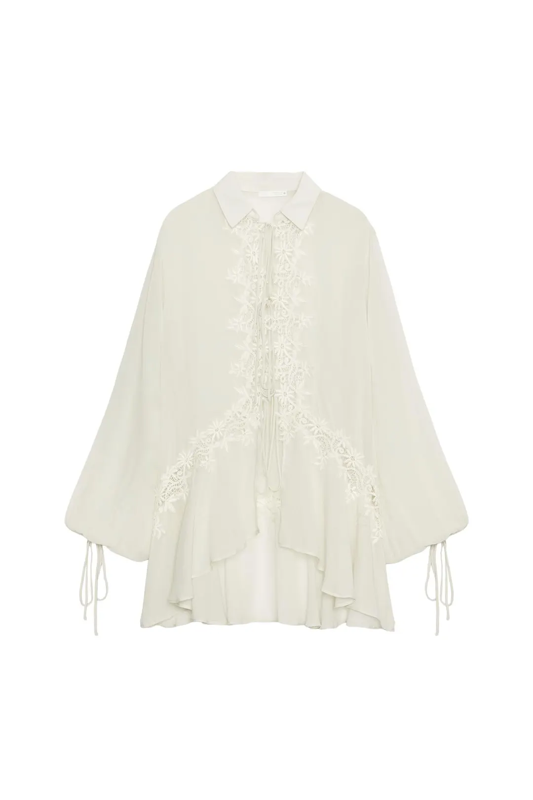 Кружевная блузка с вышивкой ZW Collection, Zara