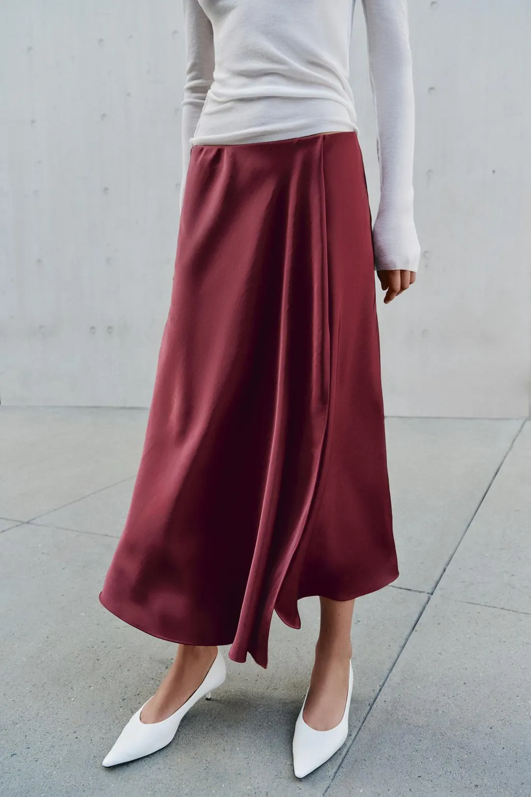 Юбка миди из сатина с запахом, Zara