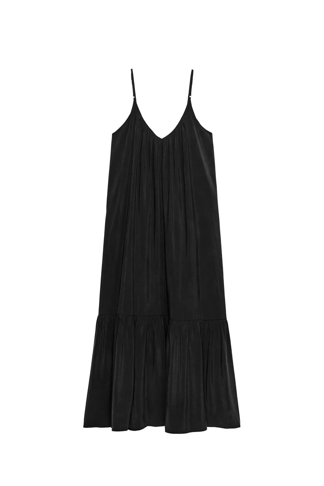 Платье миди струящееся с оборкой, Zara