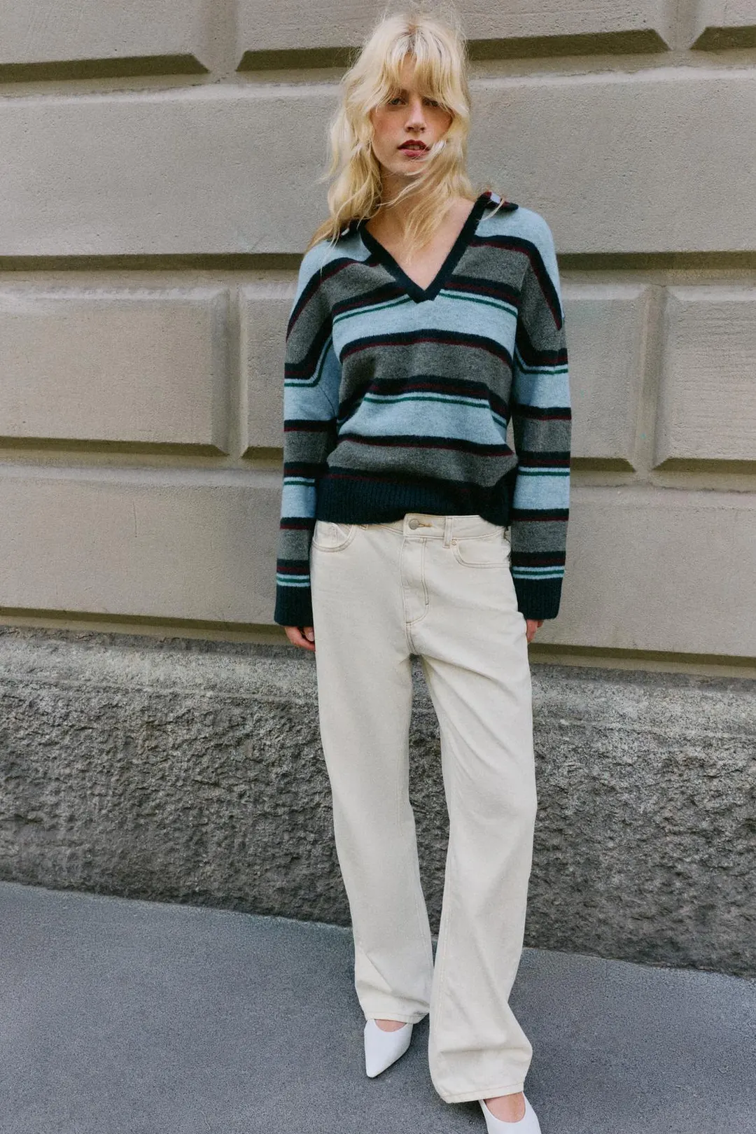 Трикотажное поло в полоску, Zara