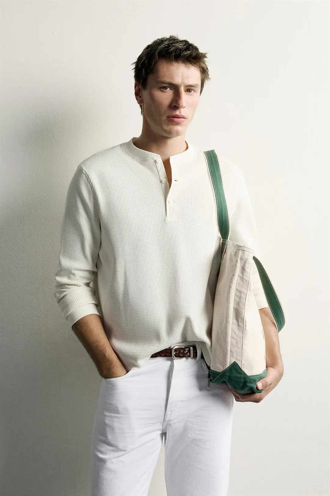Футболка хенли вафельной вязки, Zara