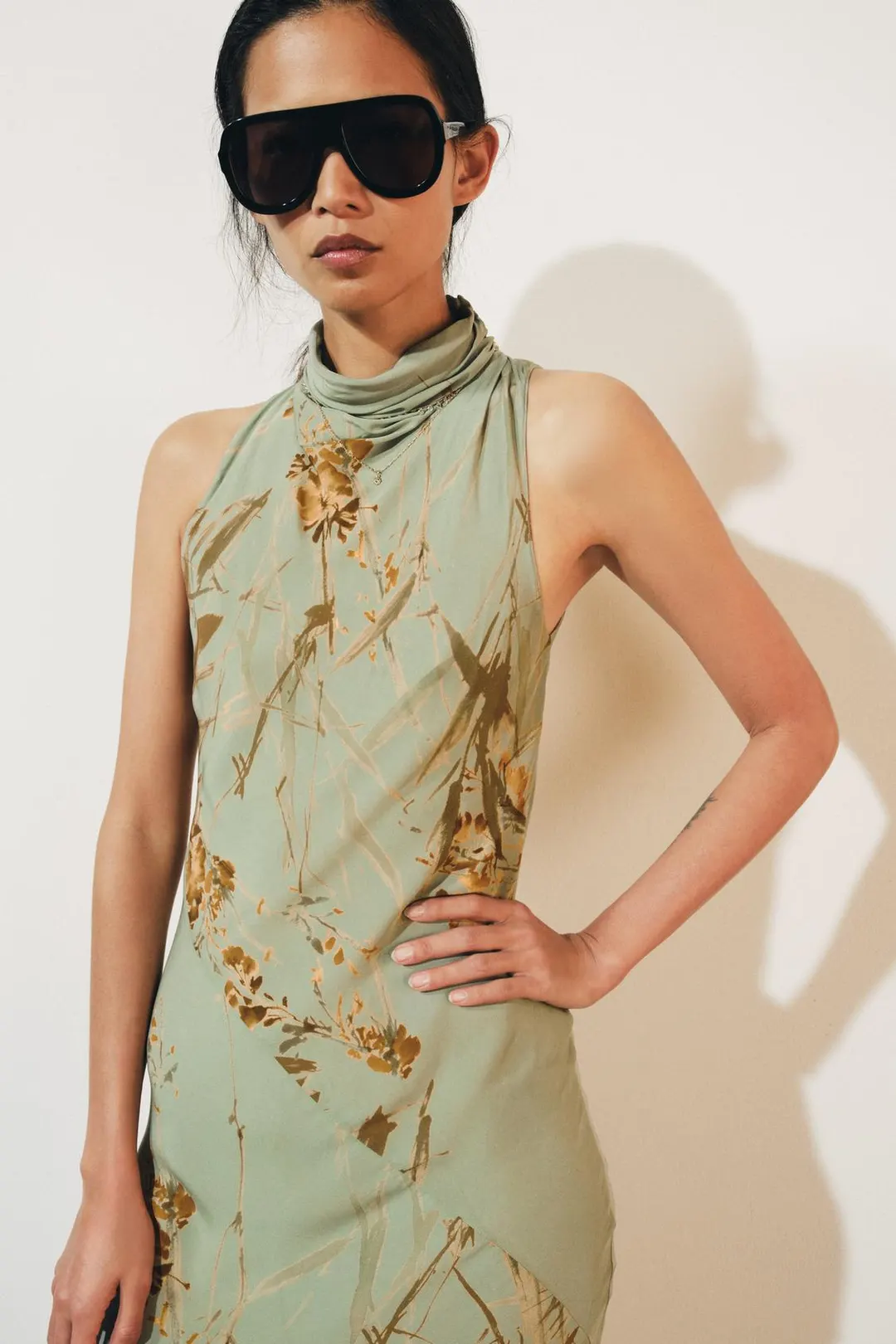 Длинное платье с принтом ZW Collection, Zara