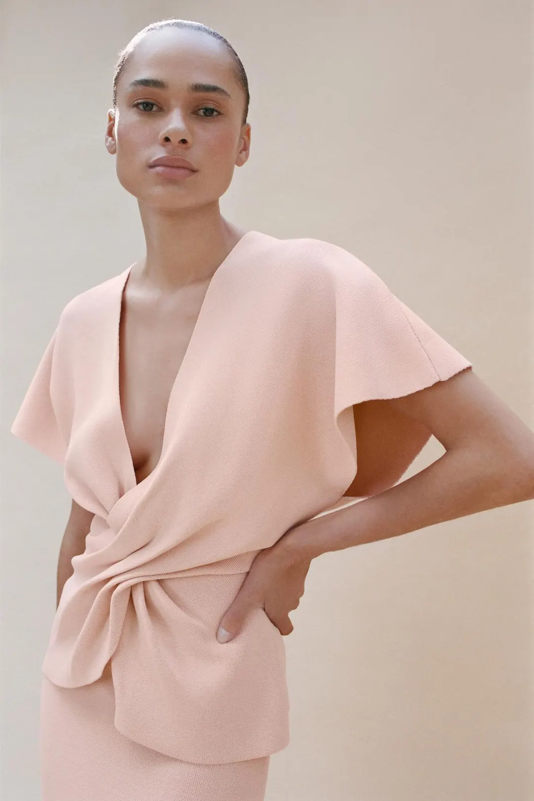 Трикотажный топ с драпировкой, Zara
