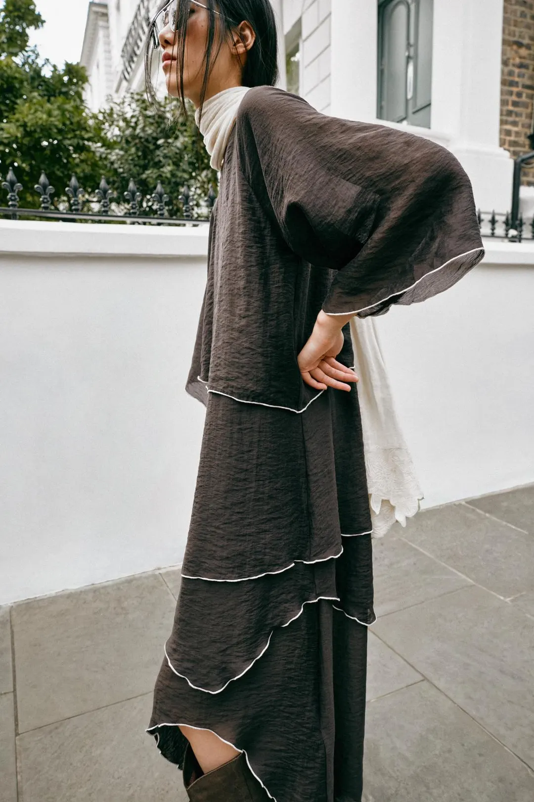 Платье миди с оборками, Zara