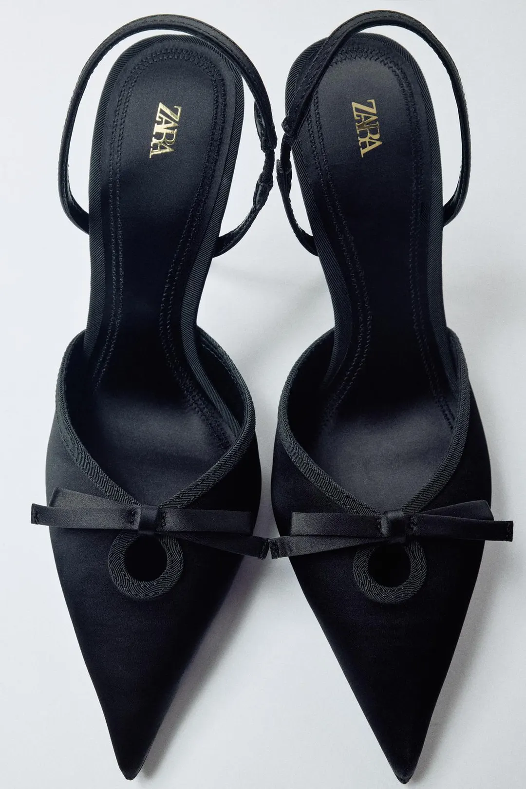 Туфли на каблуке с атласным эффектом и бантом, Zara