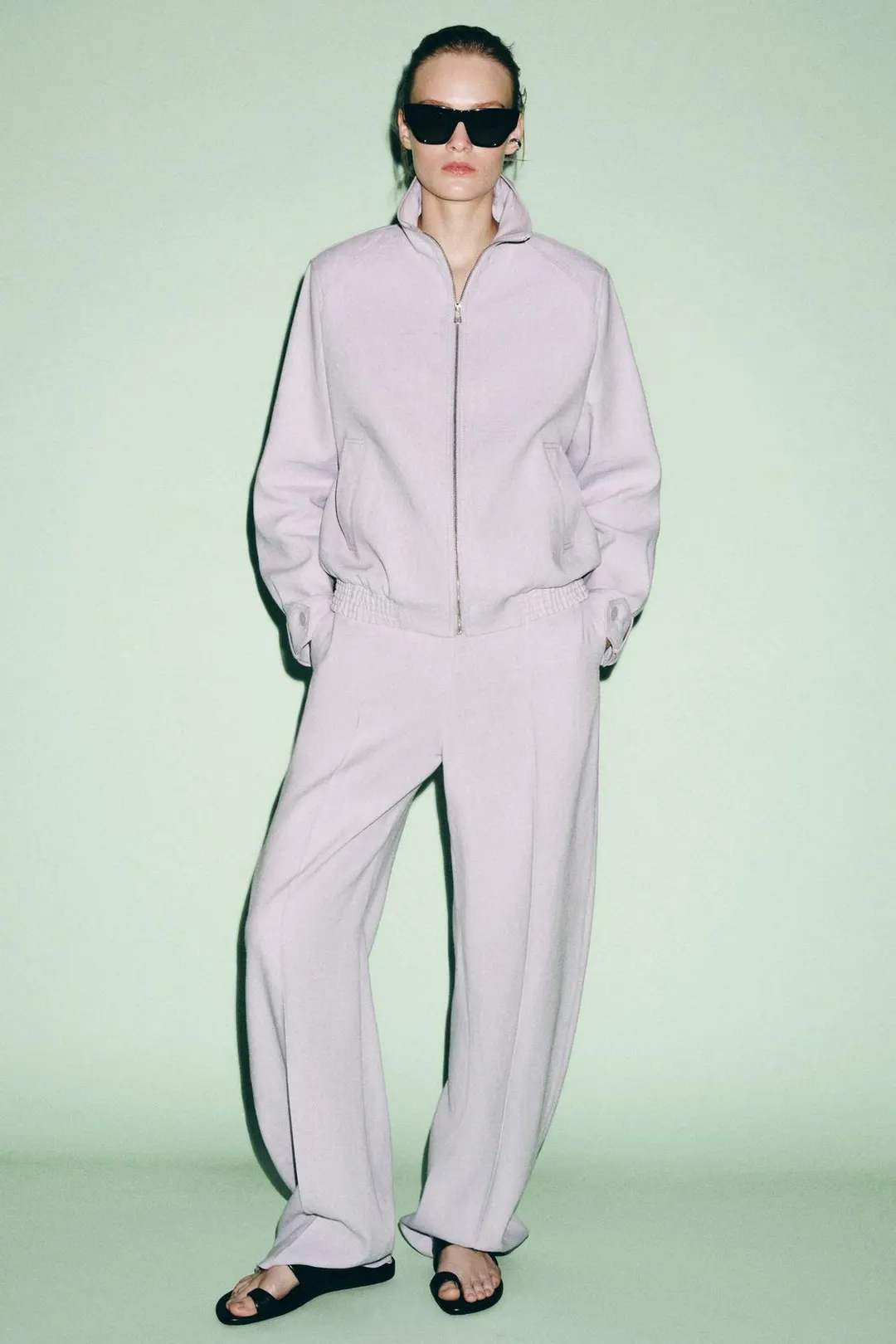 Кожаные сандалии без каблука, Zara
