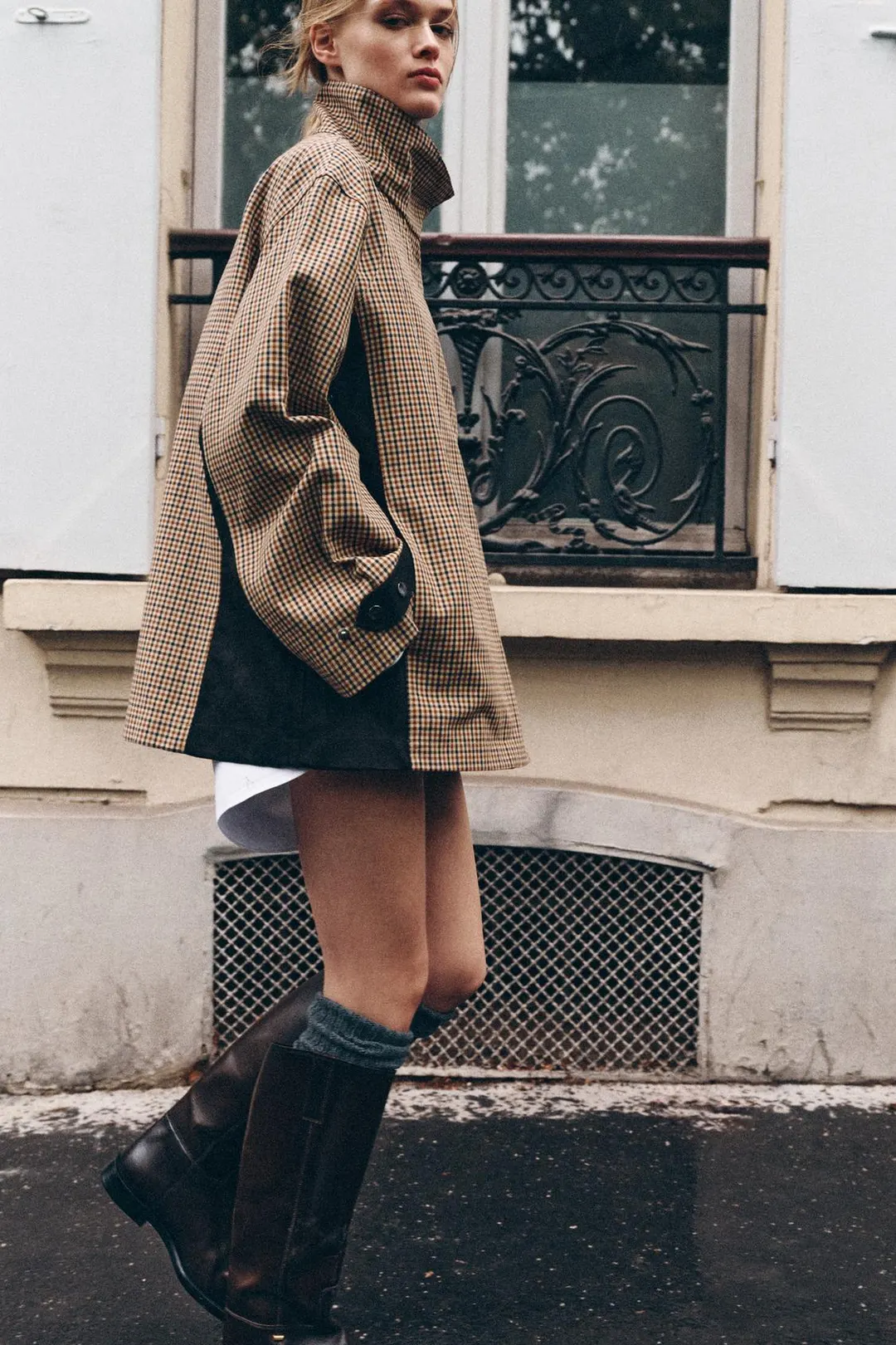 Короткая парка в клетку ZW Collection, Zara