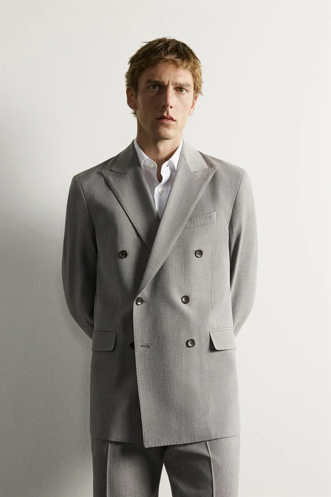 Пиджак костюмный двубортный в полоску, Zara