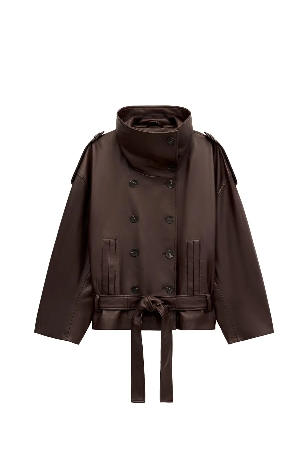 Куртка из 100% кожи с поясом, Zara