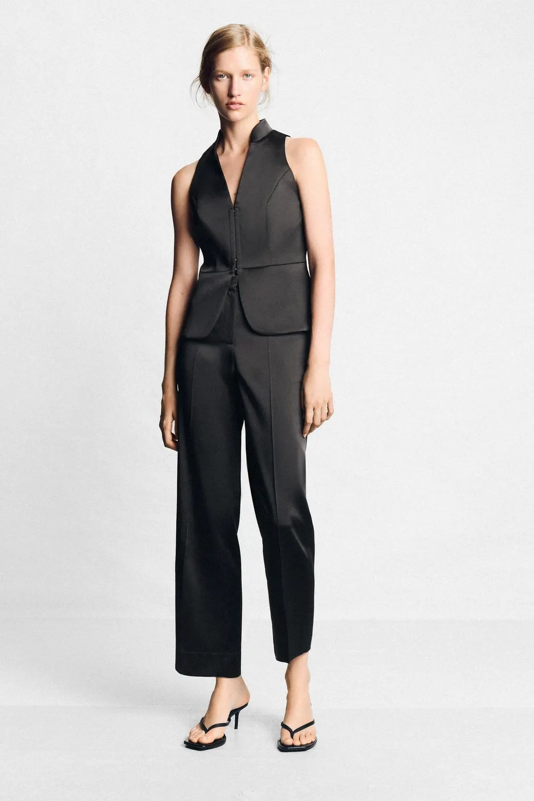 Брюки прямого кроя из сатина, Zara