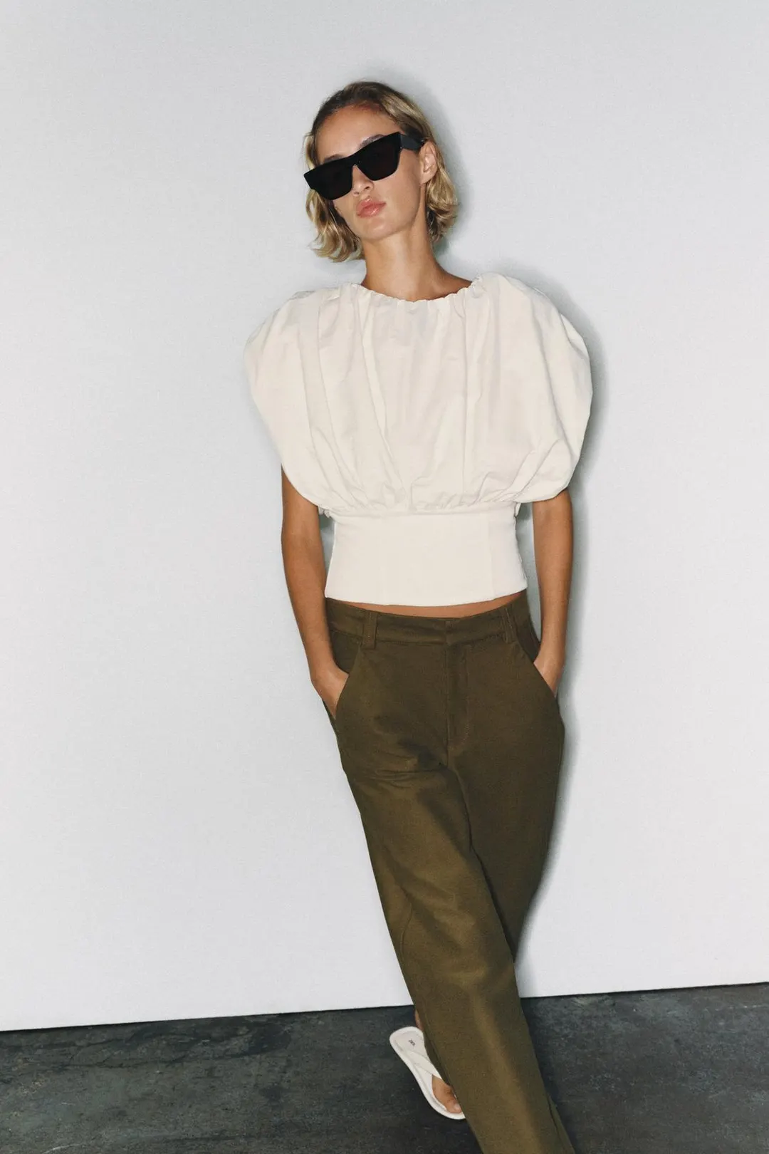Комбинированный топ объемного кроя, Zara