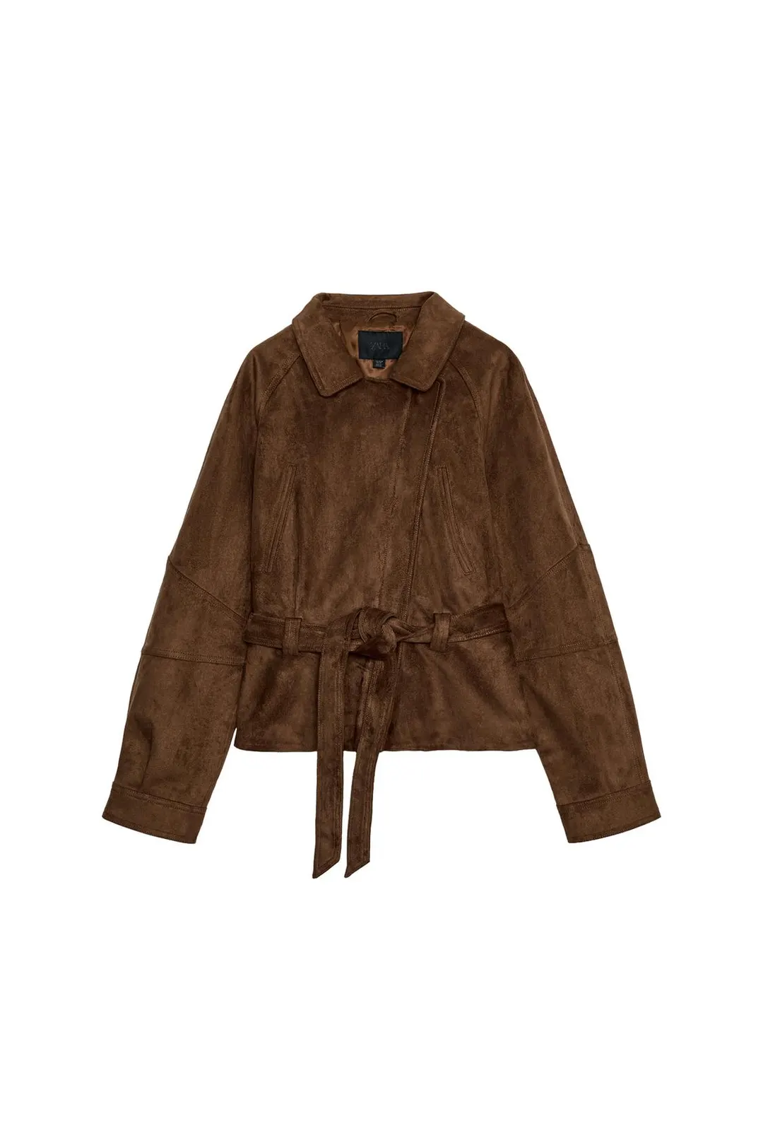 Куртка из искусственной замши с поясом, Zara