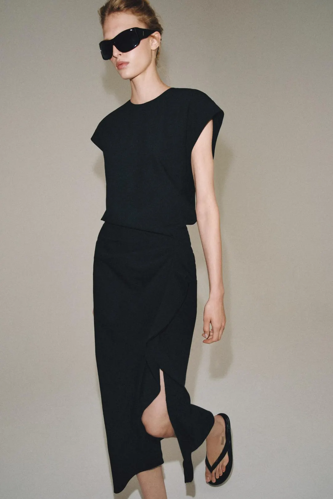Платье миди с драпировкой ZW Collection, Zara