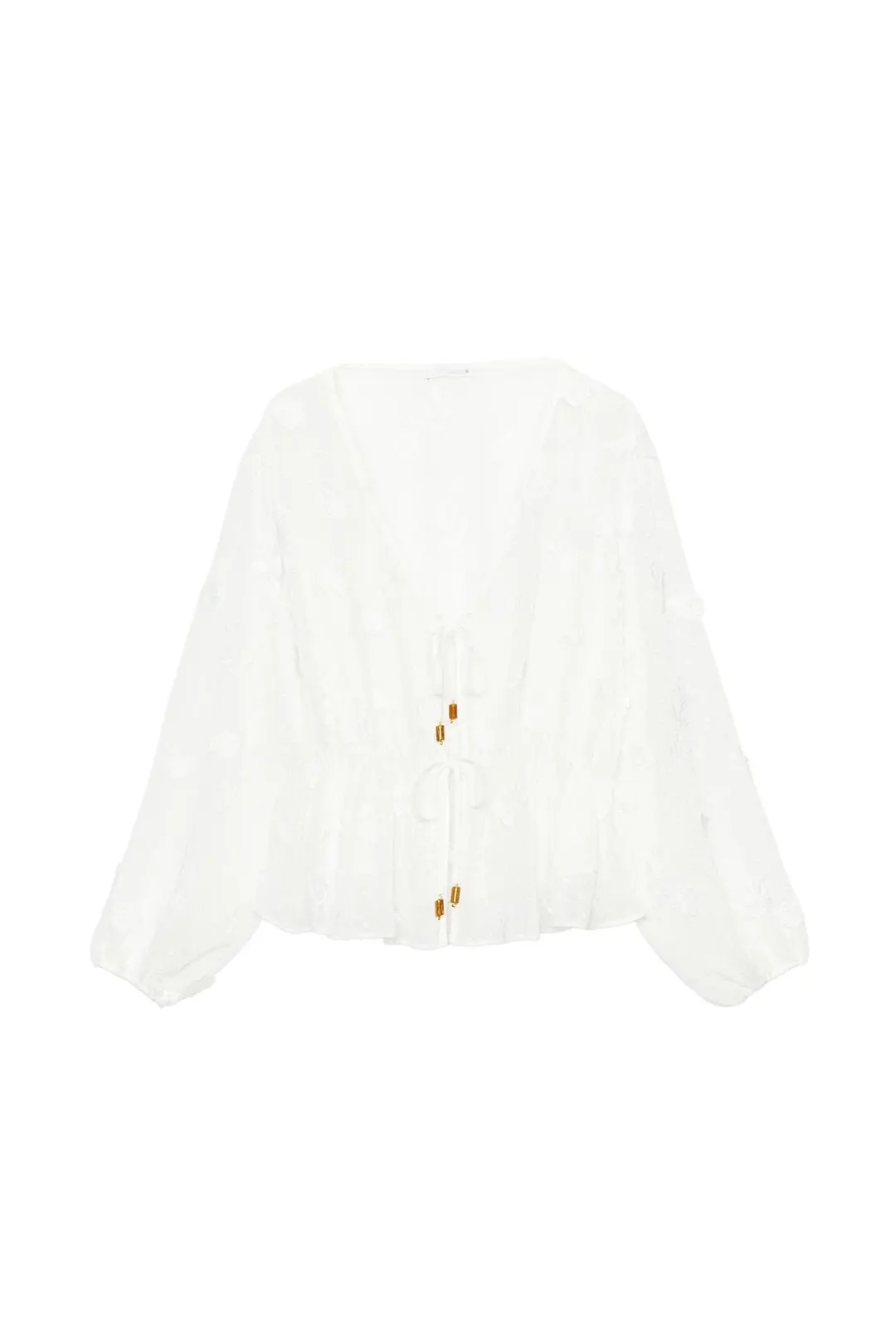 Блузка из сетки в горошек с вышивкой, Zara