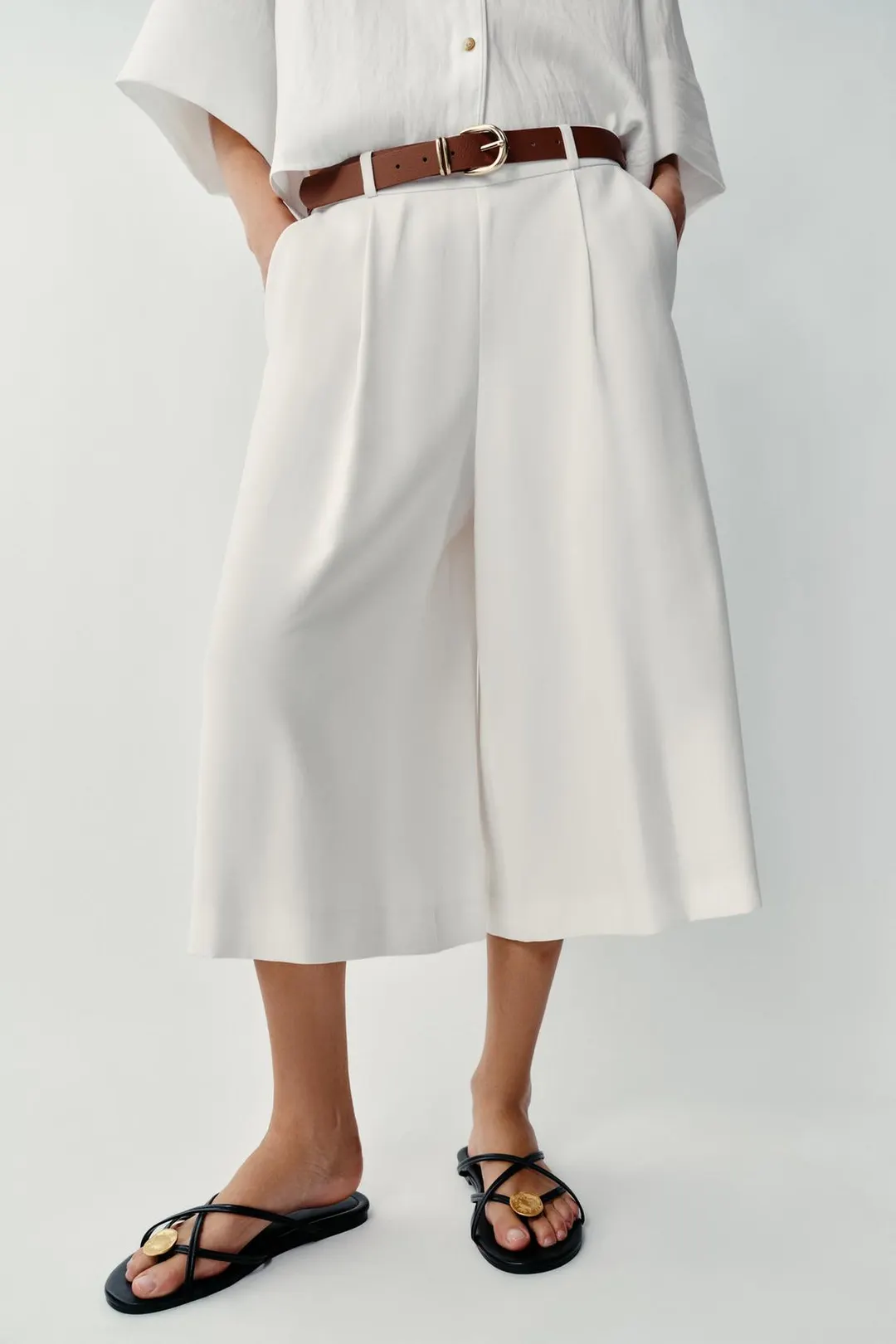 Удлиненные бермуды с поясом, Zara