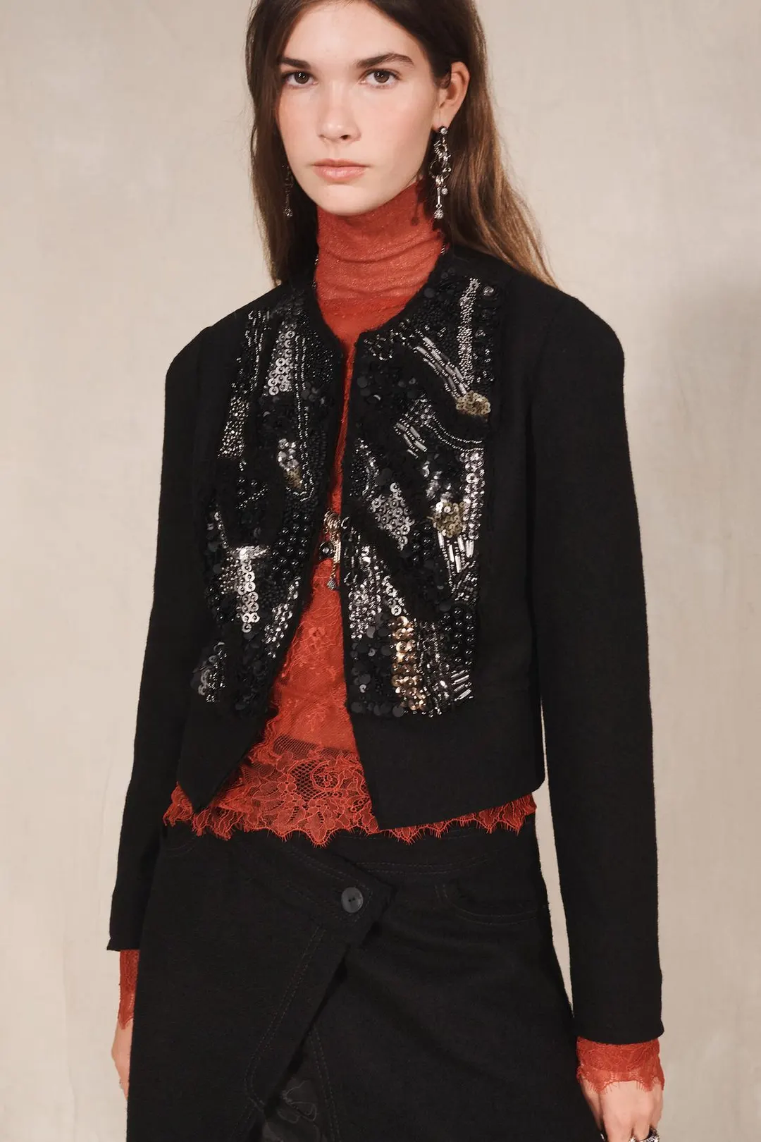 Жакет из 100% шерсти с бусинами Limited Edition, Zara
