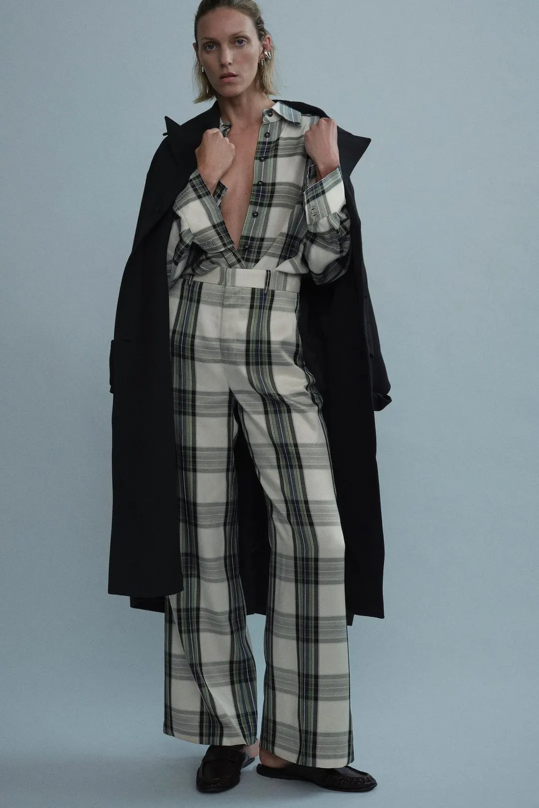 Струящиеся брюки в клетку ZW Collection, Zara