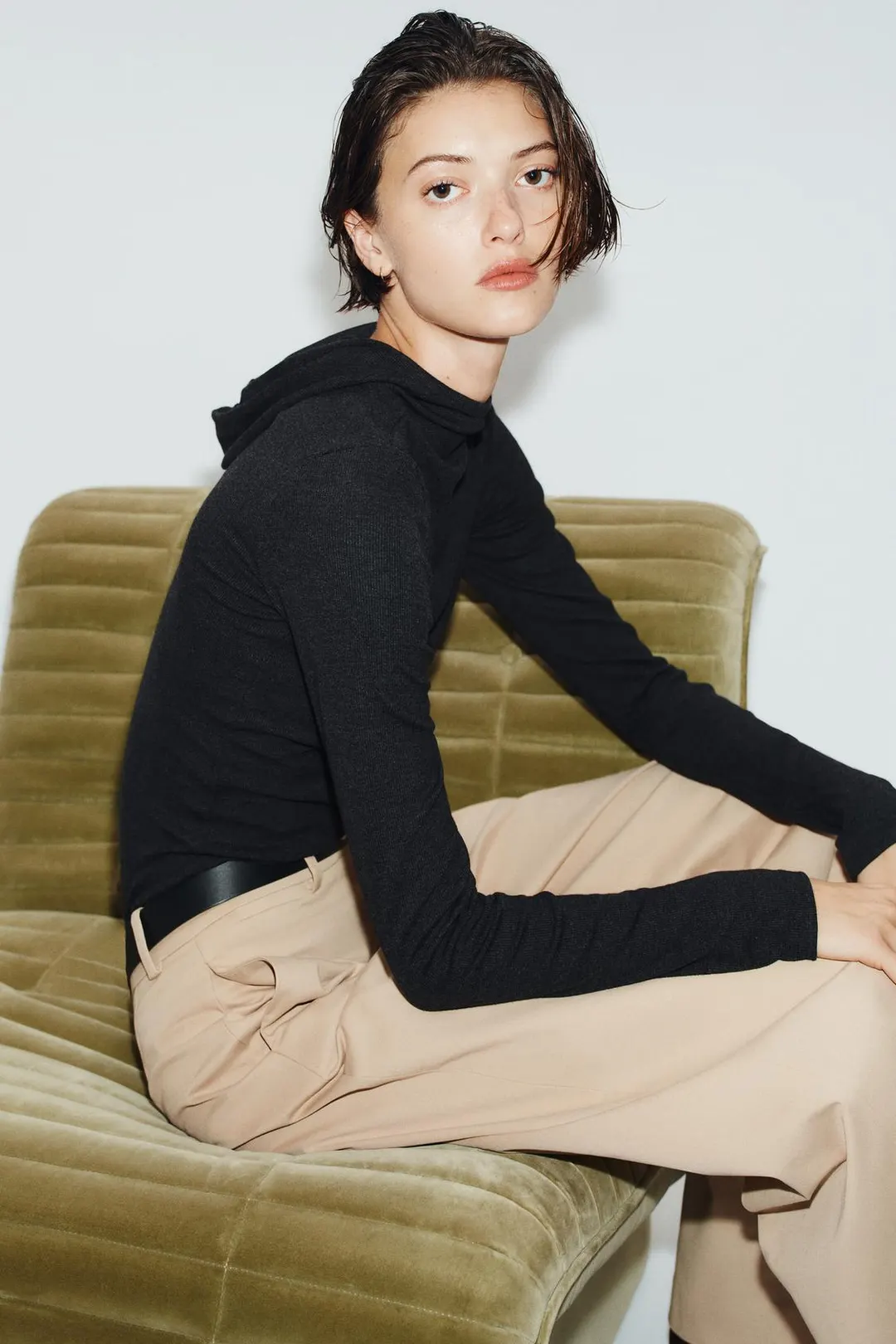 Облегающая футболка с капюшоном, Zara