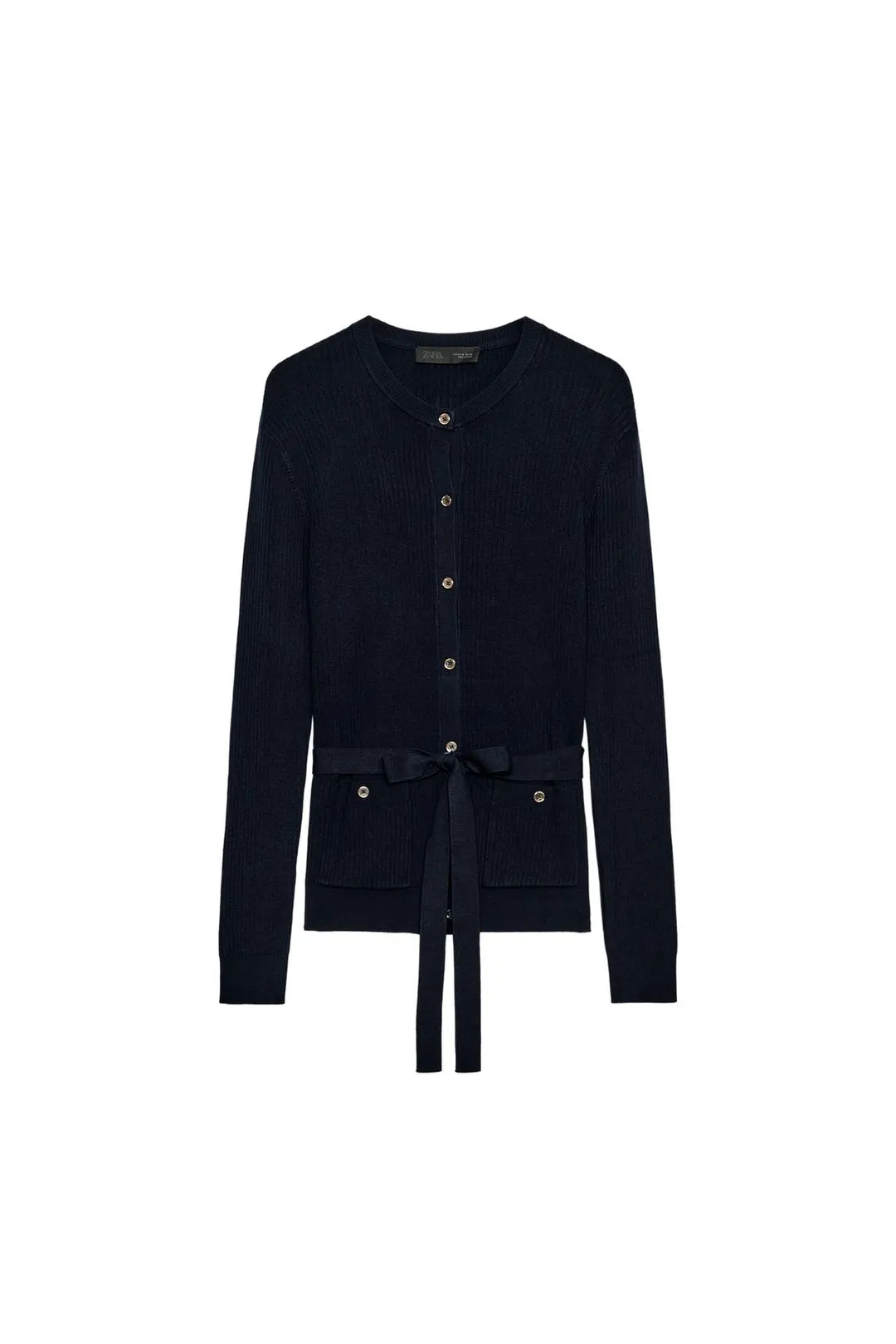 Кардиган в рубчик с поясом, Zara