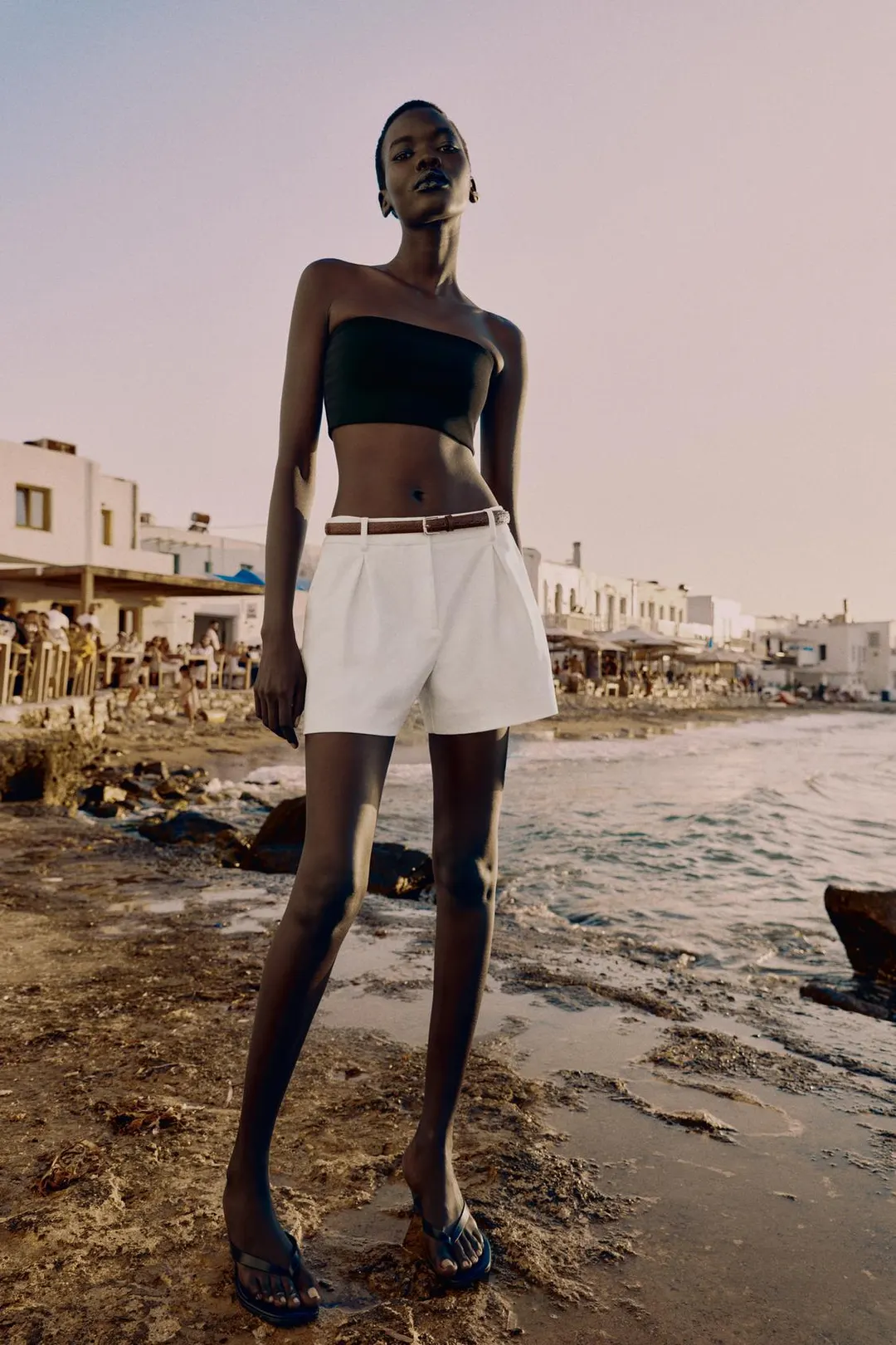 Бермуды с вытачками и ремнем, Zara