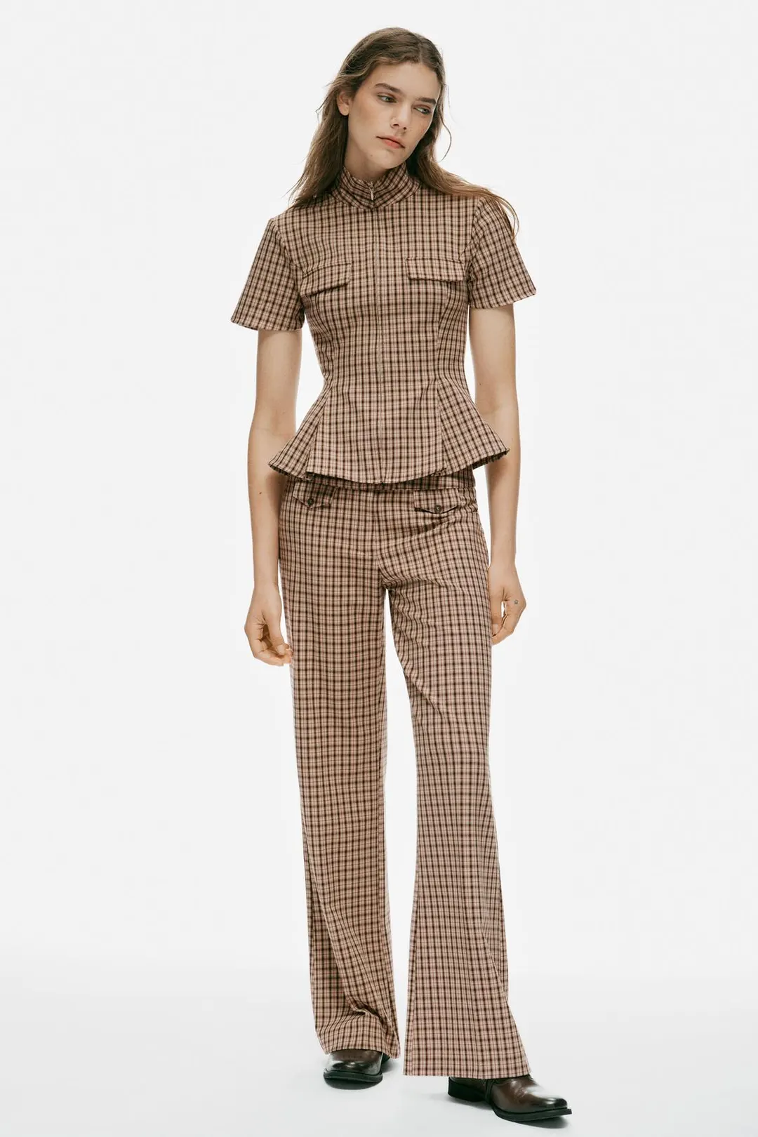 Топ в клетку на молнии, Zara