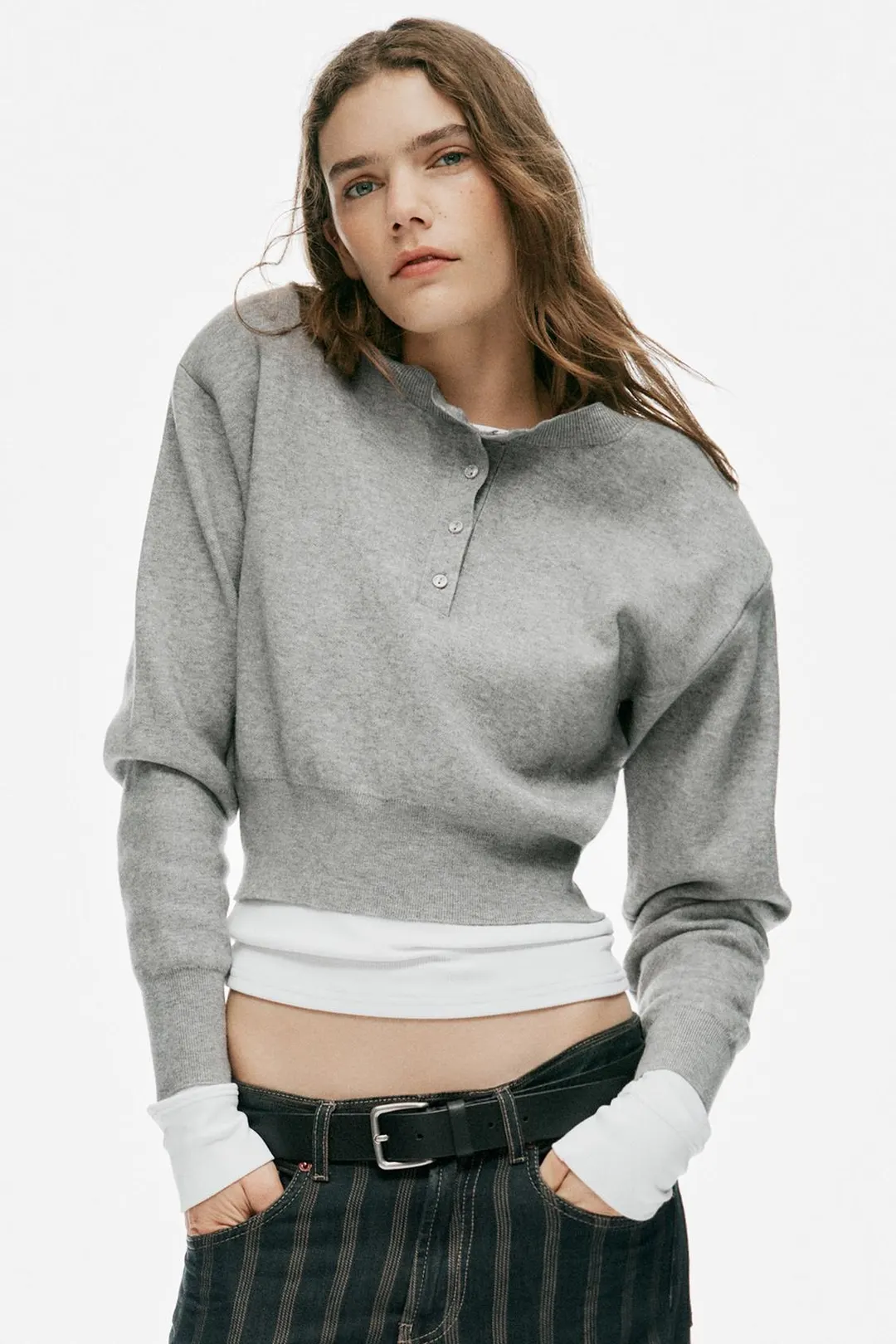 Вязаный свитер с подплечниками, Zara