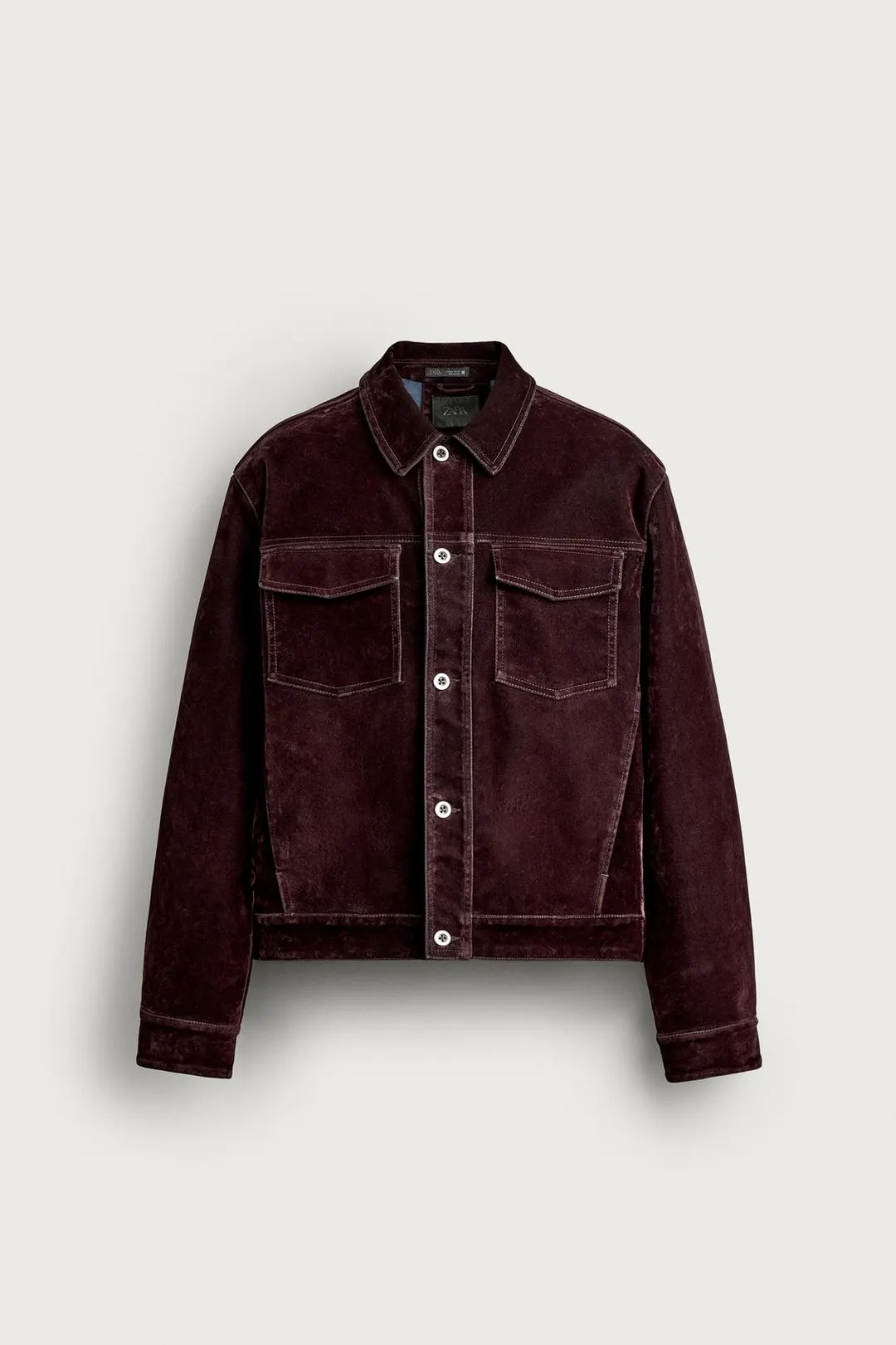 Укороченная джинсовая куртка с флоковым покрытием, Zara