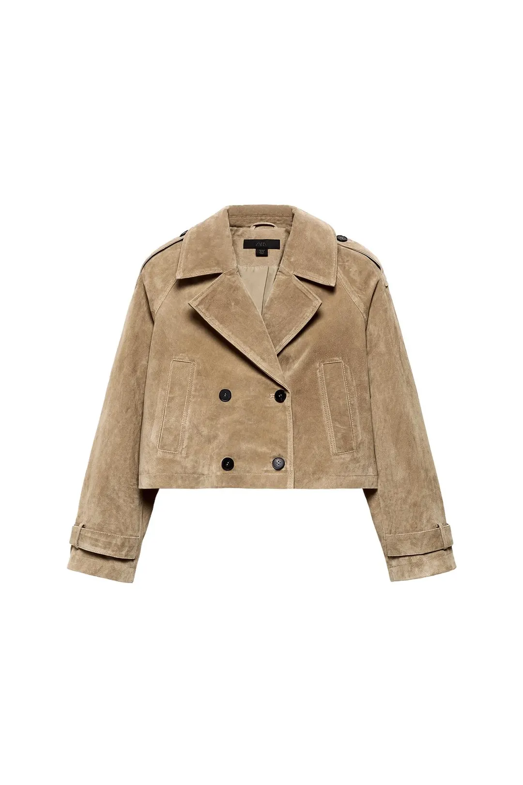 Тренч короткий двубортный из 100% кожи, Zara