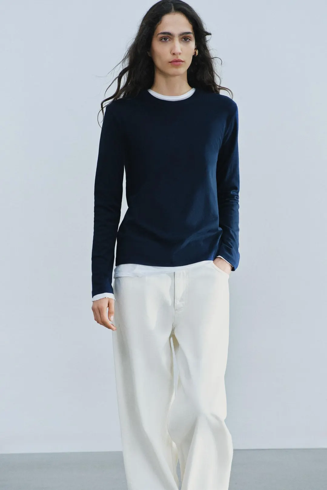 Футболка из интерлока с длинными рукавами, Zara