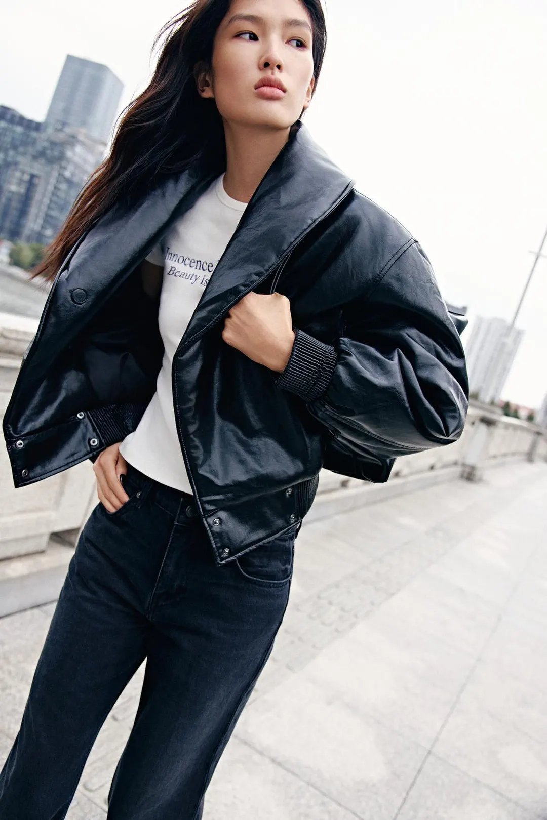 Утепленный анорак под кожу, Zara