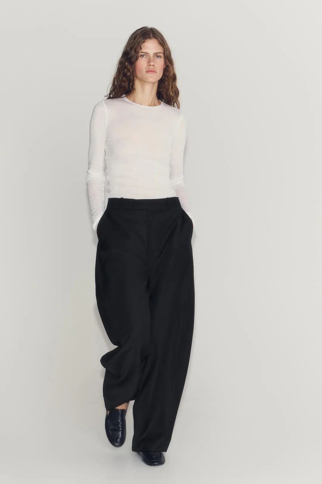 Брюки широкие из смесовой шерсти ZW Collection, Zara