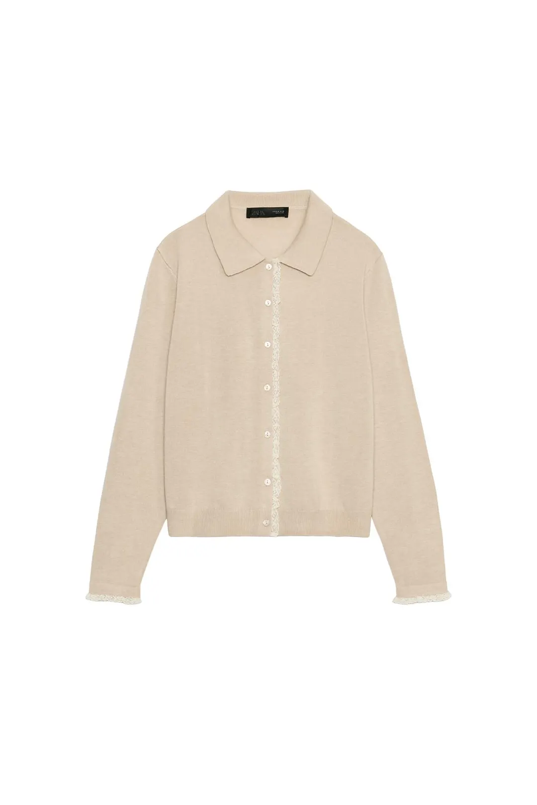 Кардиган с контрастным кружевом, Zara