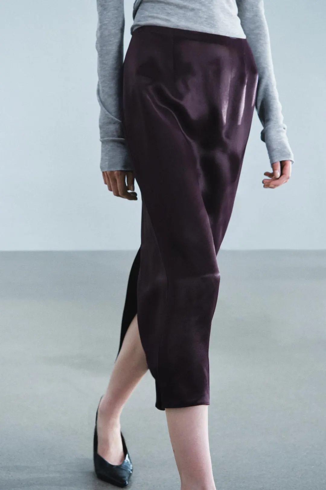 Атласная юбка прямого кроя ZW Collection, Zara