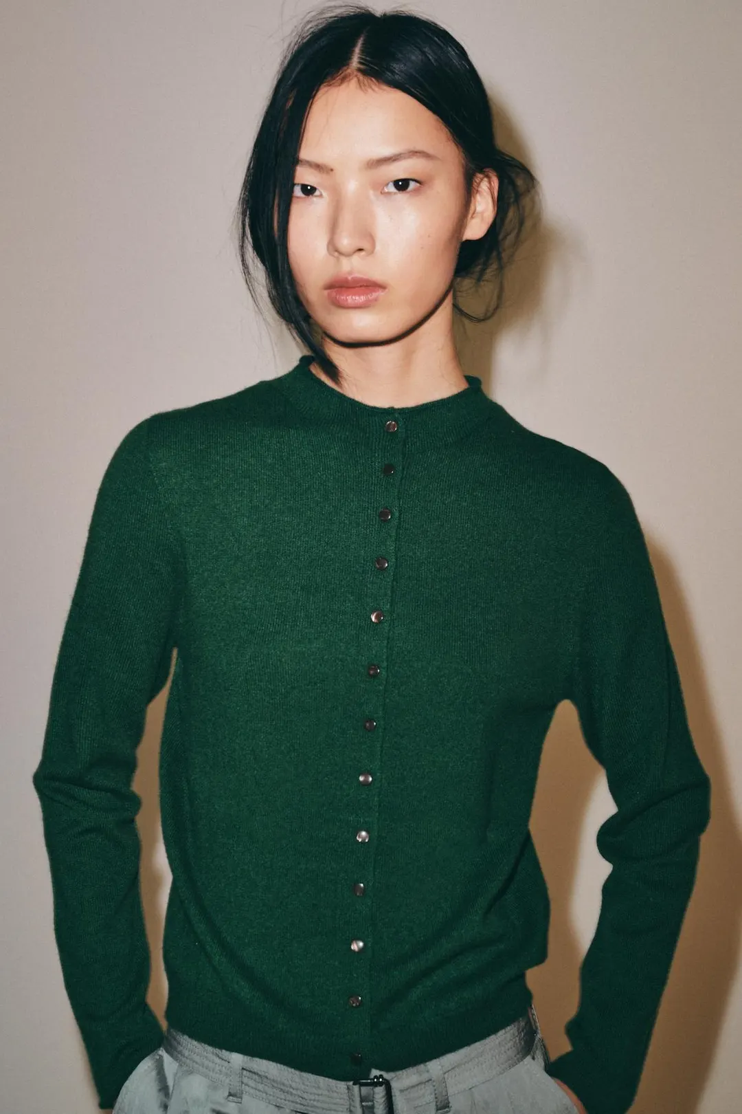 Кардиган с воротником-стойкой из 100% кашемира, Zara