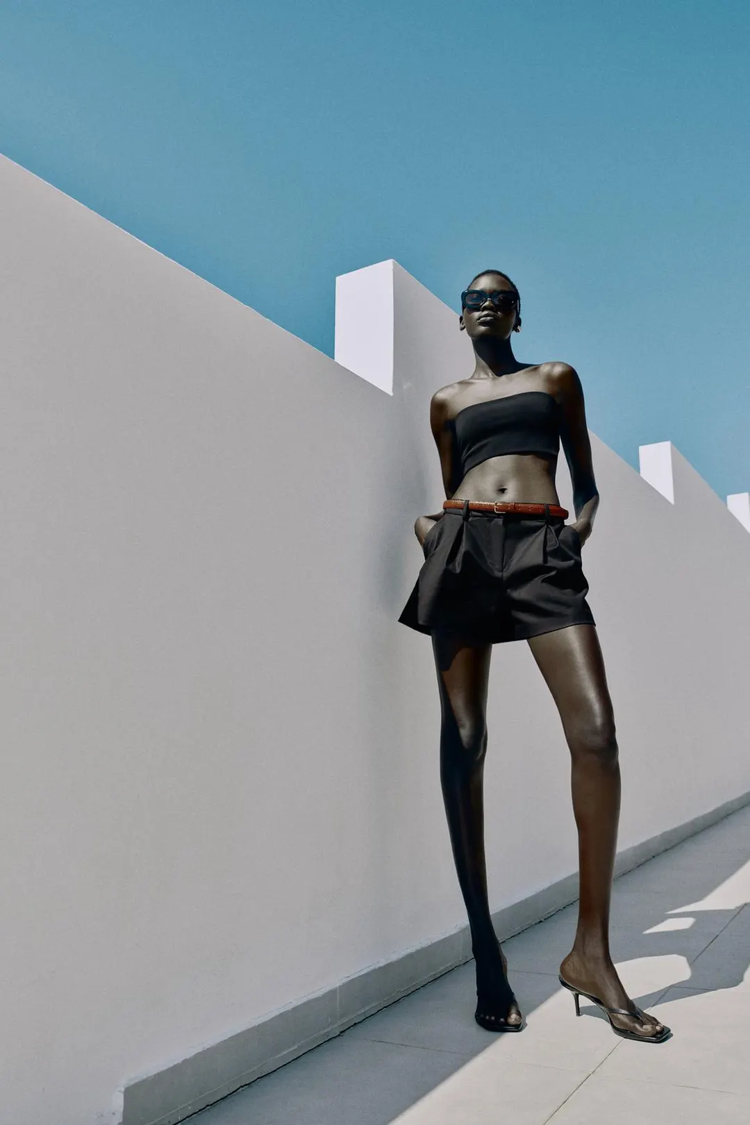 Бермуды с высокой посадкой и ремнем, Zara